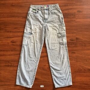 Empyre Womens Size 6 Tori Light Blue Wash Cargo Skate Pants Straight Baggy Jeans